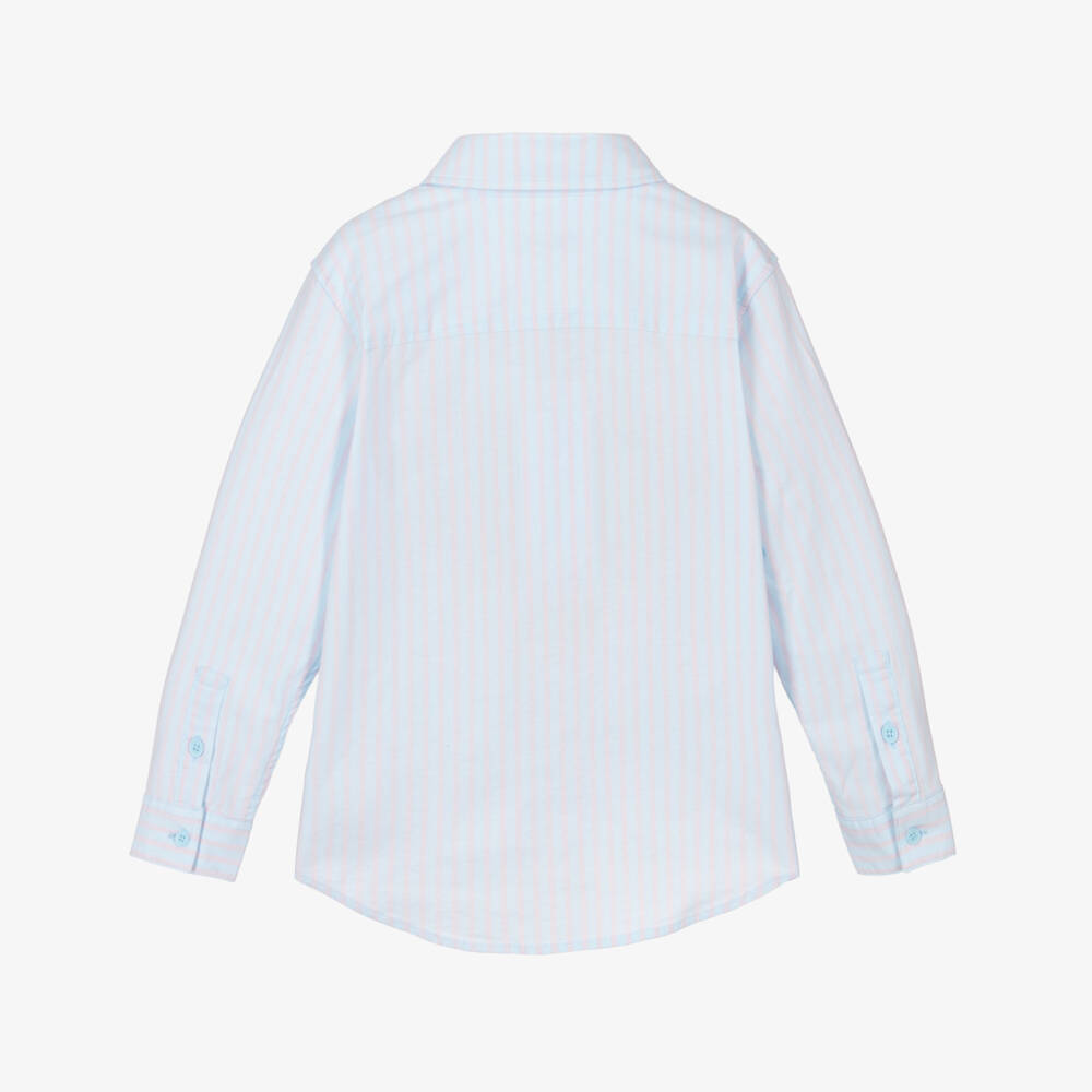 Lacoste-Boys Classic Blue Pinstripe Shirt | Childrensalon Outlet