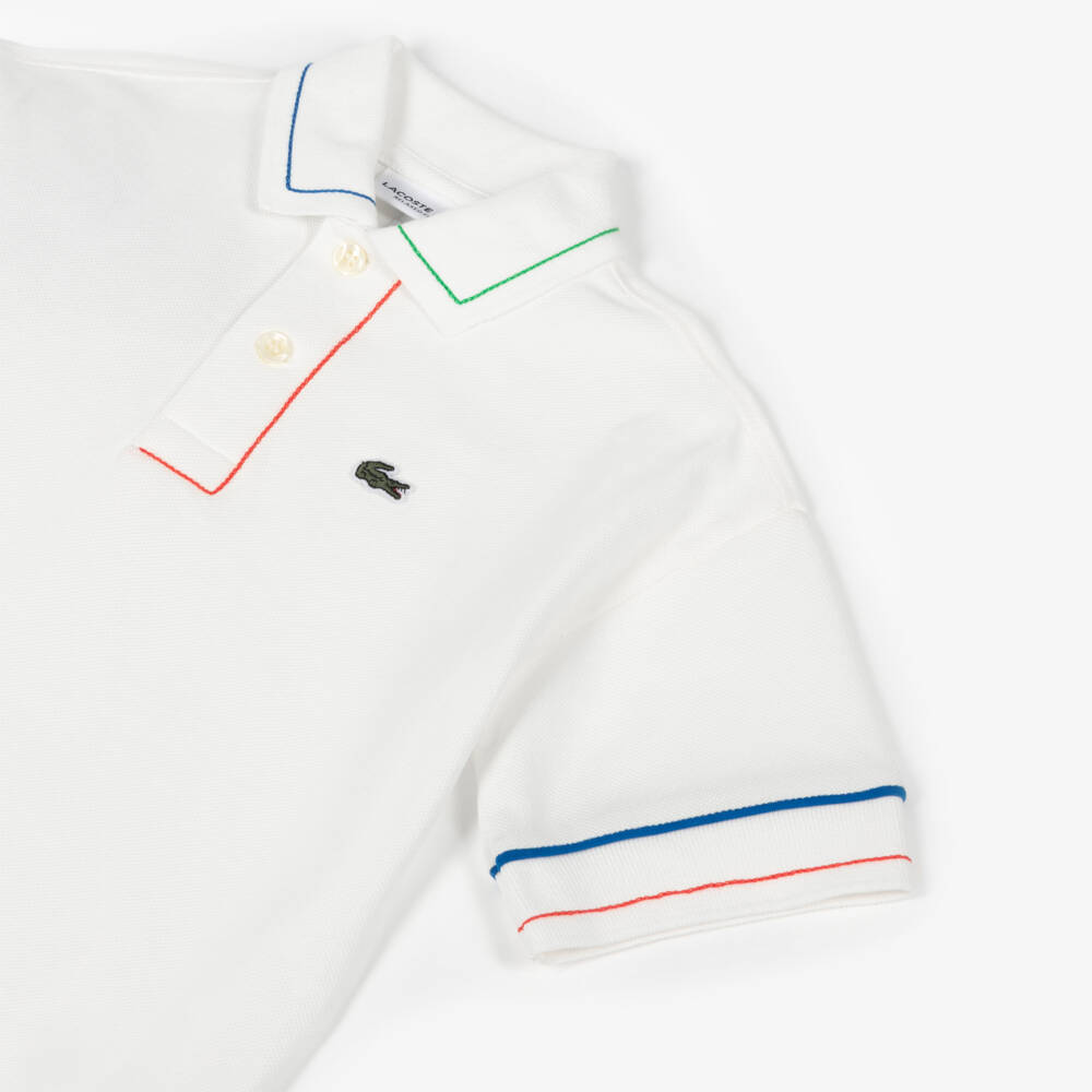 Lacoste-Boys Classic White Piqué Polo Top | Childrensalon Outlet