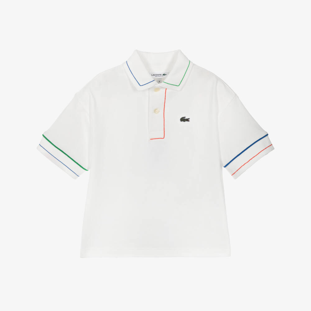 Lacoste-Boys Classic White Piqué Polo Top | Childrensalon Outlet