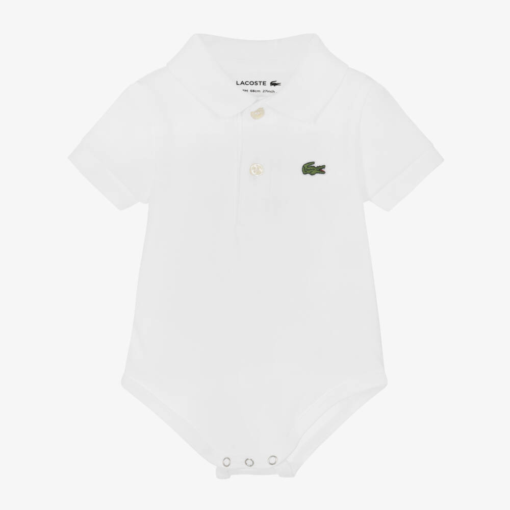 Lacoste-Boys Classic White Polo Onesie | Childrensalon Outlet