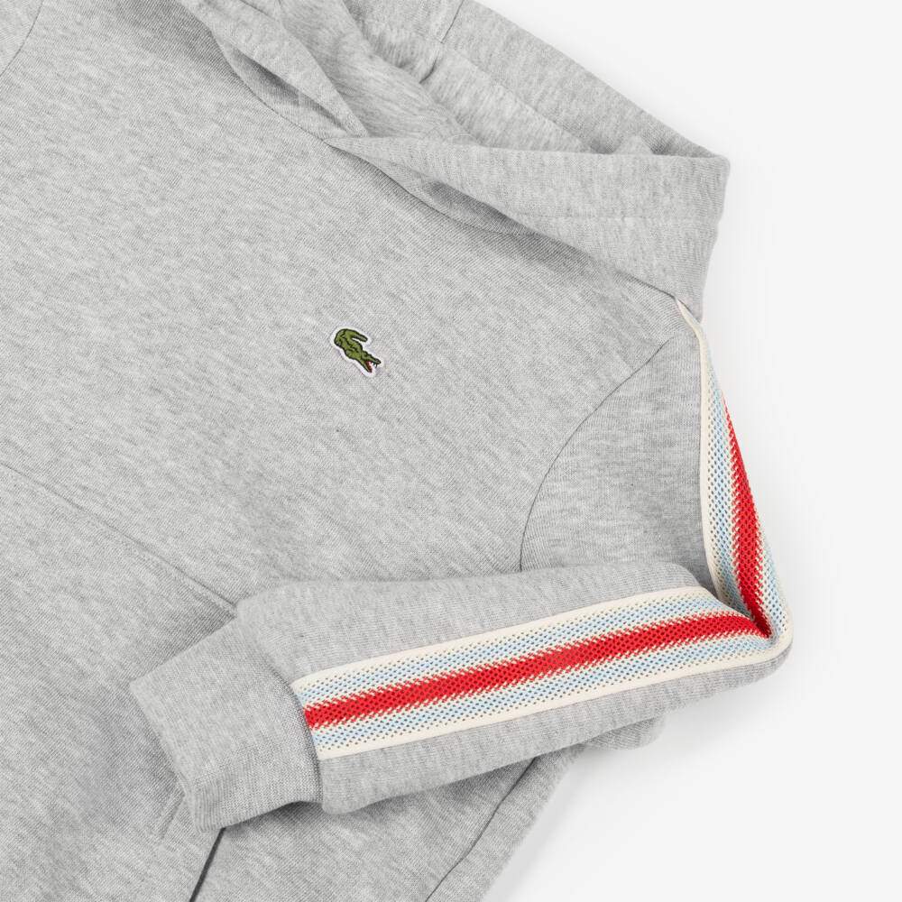 Lacoste-Boys Cozy Grey Fleece Hoodie | Childrensalon Outlet