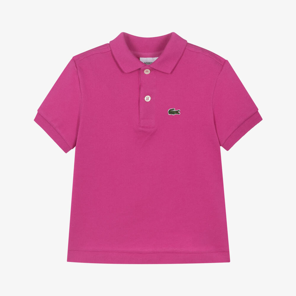 Lacoste-Boys Fuchsia Crocodile Polo Tee | Childrensalon Outlet