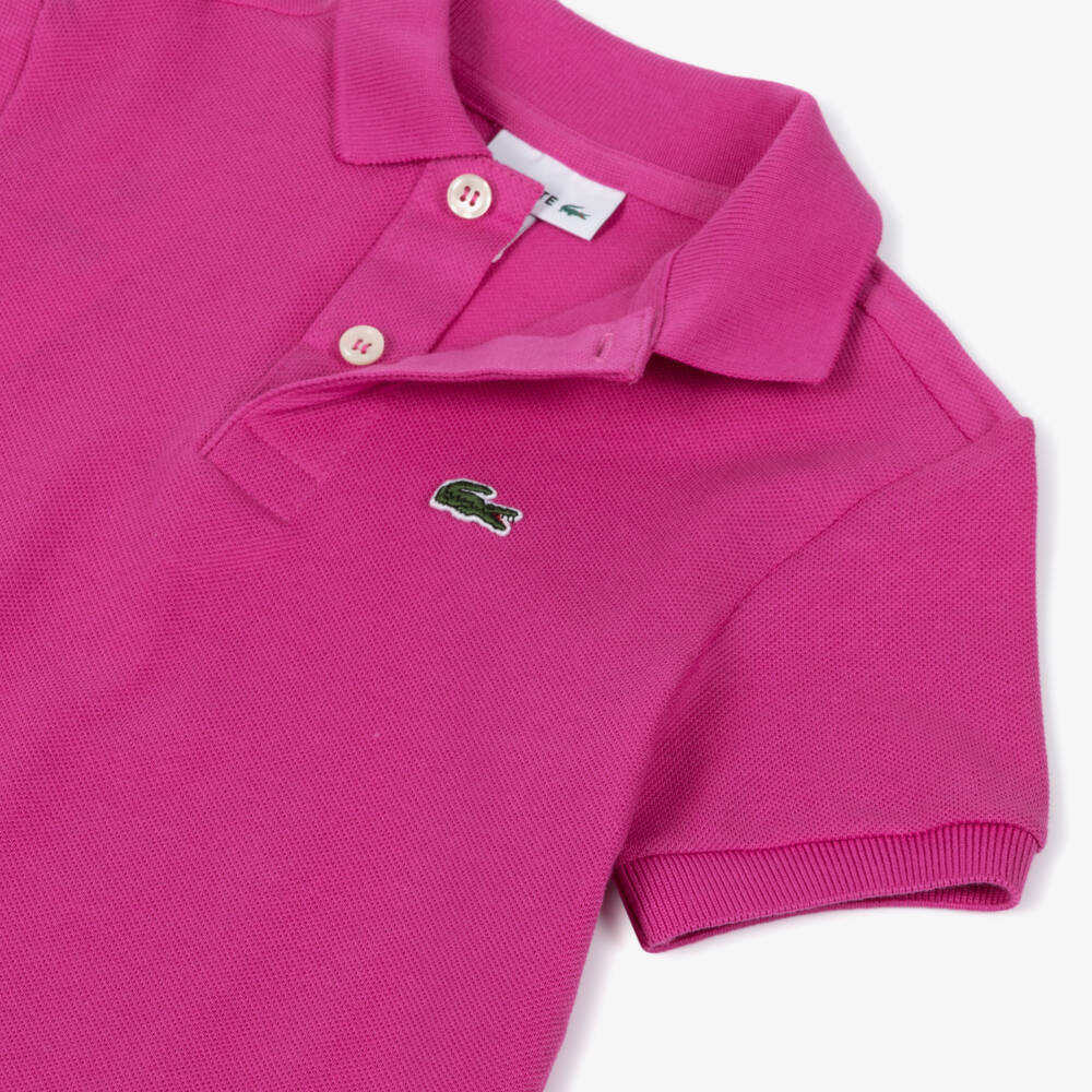 Lacoste-Boys Fuchsia Crocodile Polo Tee | Childrensalon Outlet