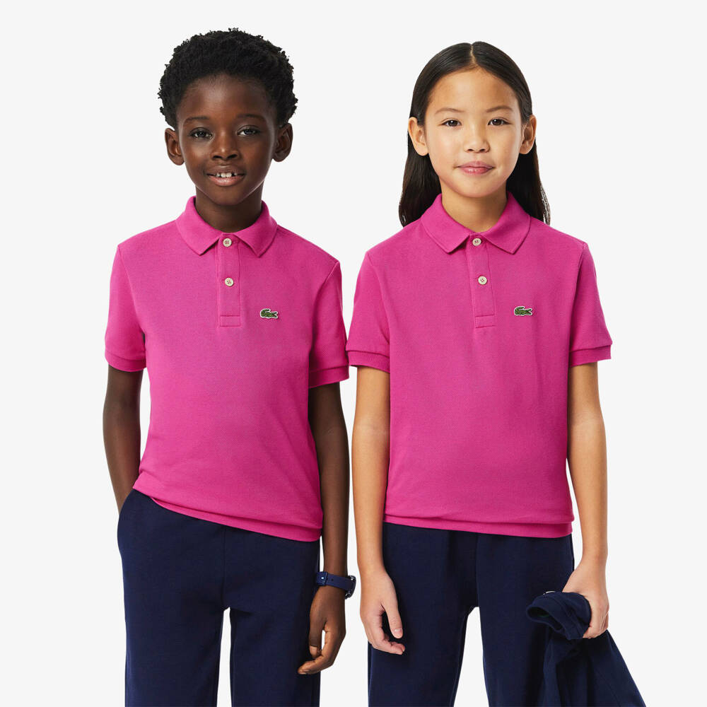Lacoste-Boys Fuchsia Crocodile Polo Tee | Childrensalon Outlet