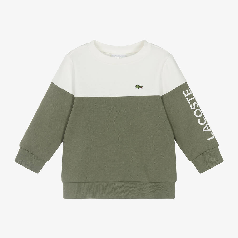 Lacoste Boys Green Colourblock Sweatshirt Childrensalon Outlet