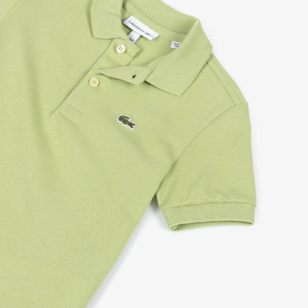Lacoste-Boys Green Cotton Piqué Polo Shirt with Logo | Childrensalon Outlet