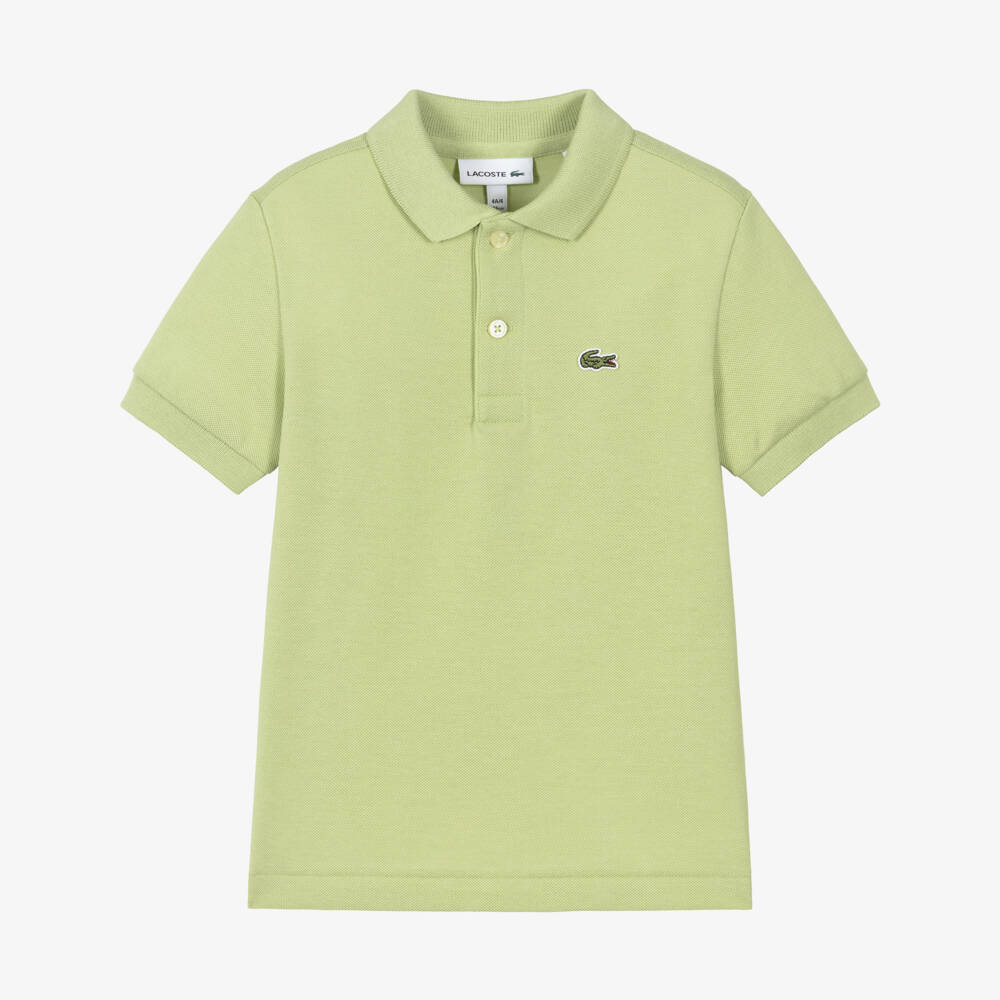 Lacoste-Boys Green Cotton Piqué Polo Shirt with Logo | Childrensalon Outlet