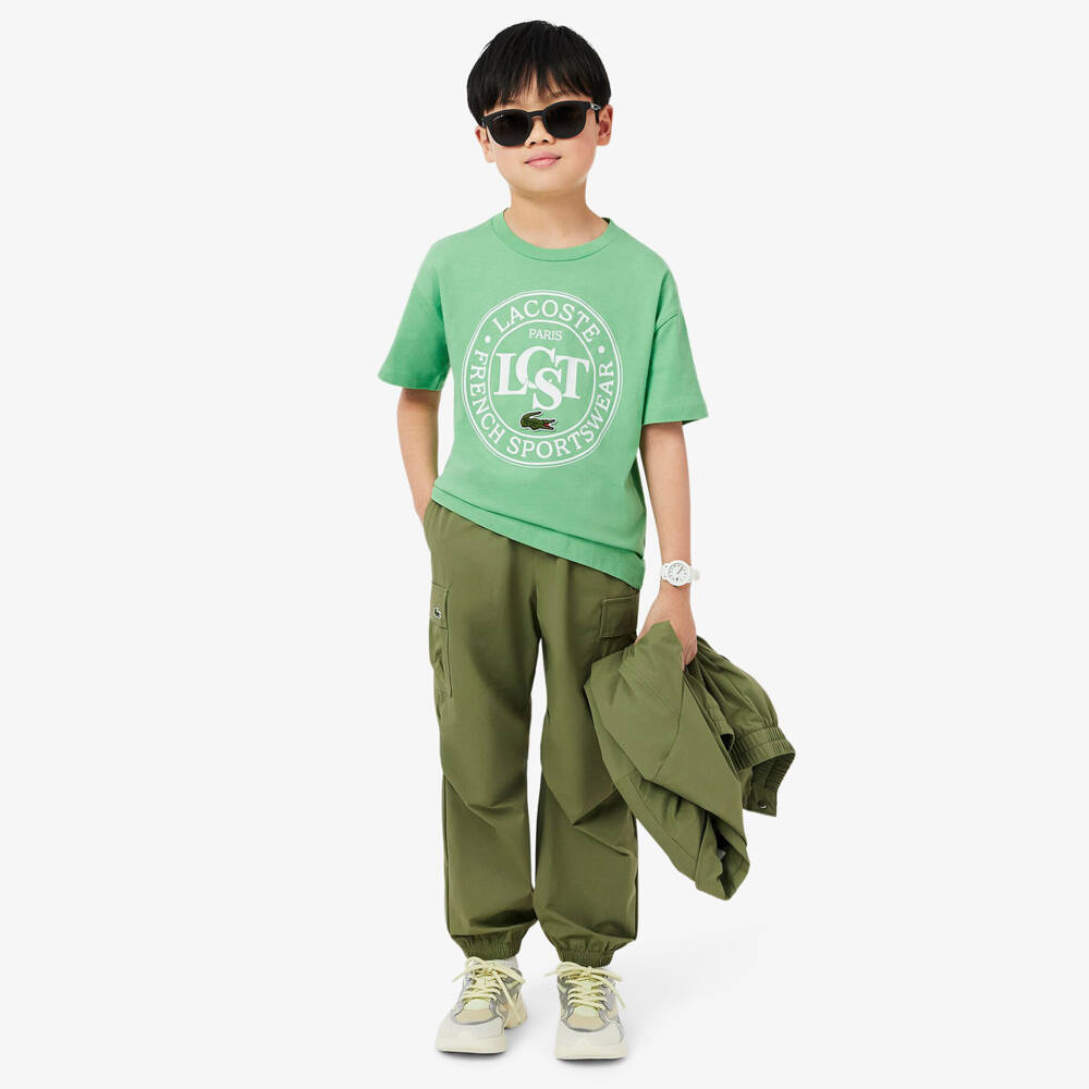 Lacoste-Boys Green Croc Emblem Tee | Childrensalon Outlet