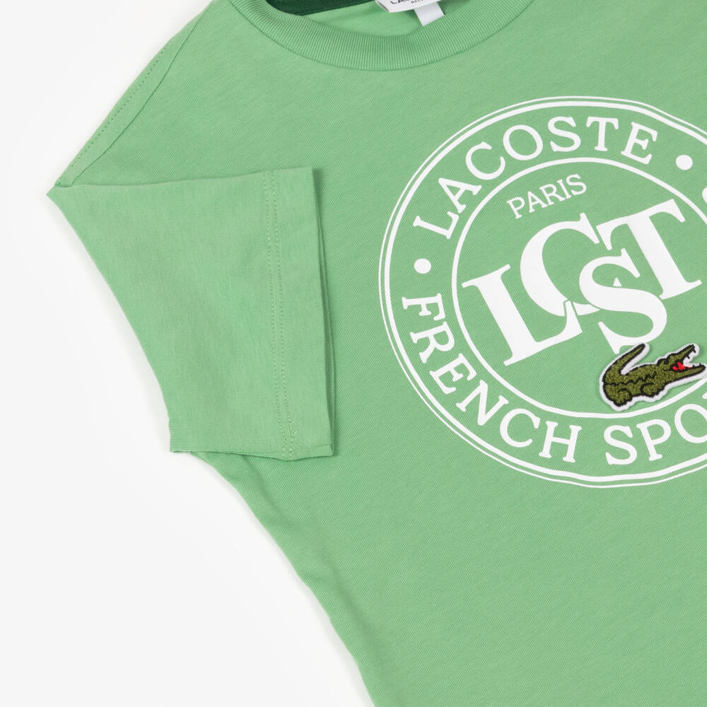 Lacoste-Boys Green Croc Emblem Tee | Childrensalon Outlet