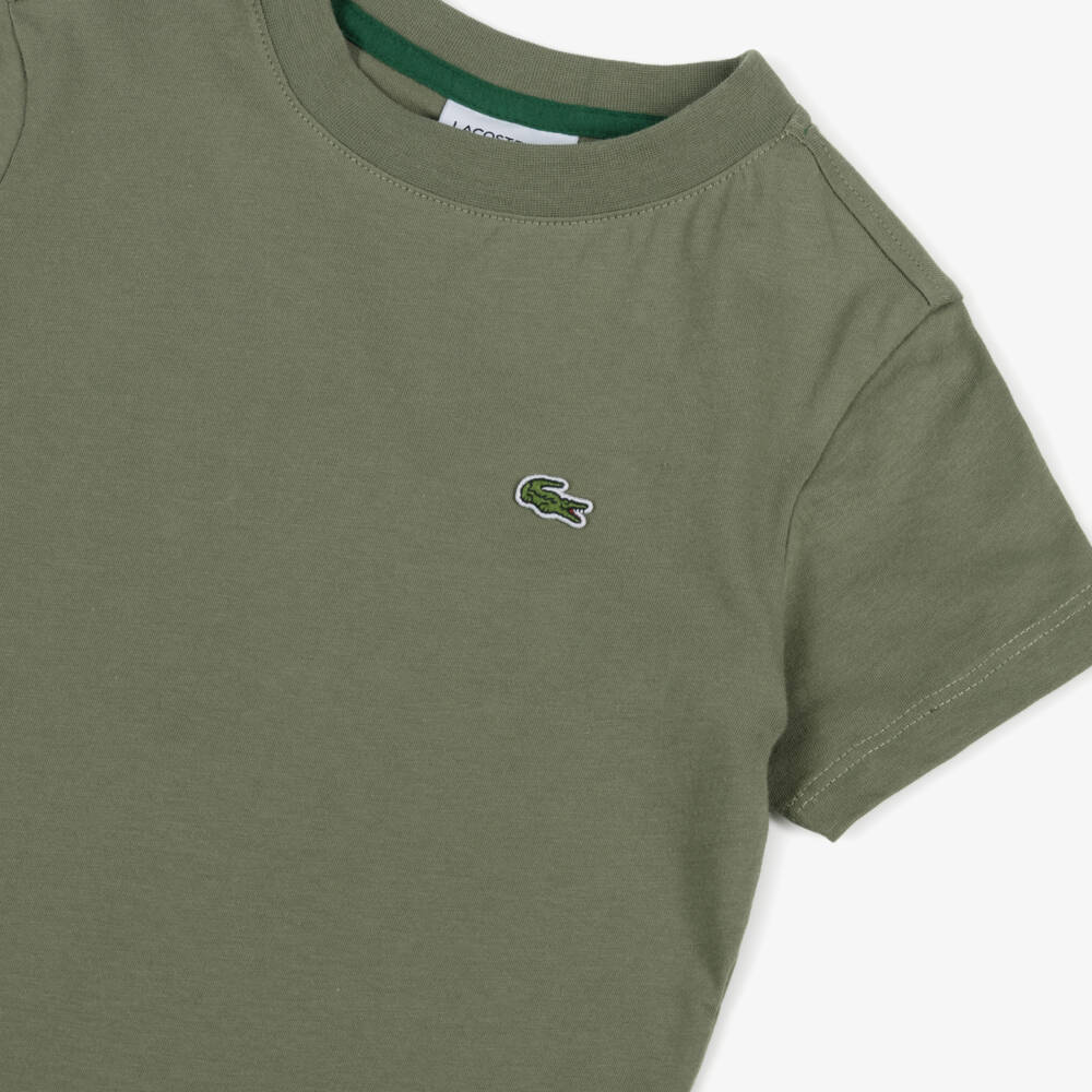 Lacoste-Boys Green Crocodile Emblem Tee | Childrensalon Outlet