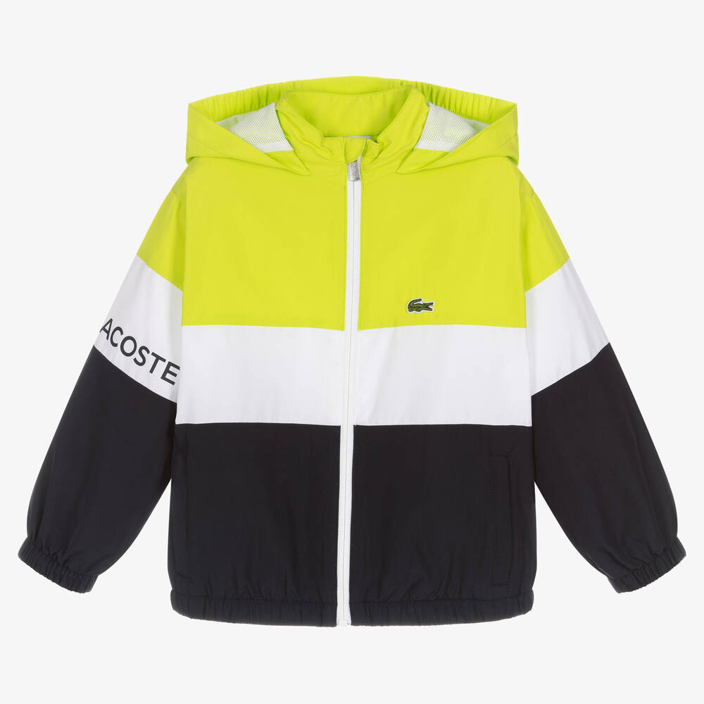 Lacoste - Boys Green & Navy Blue Windbreaker Jacket | Childrensalon