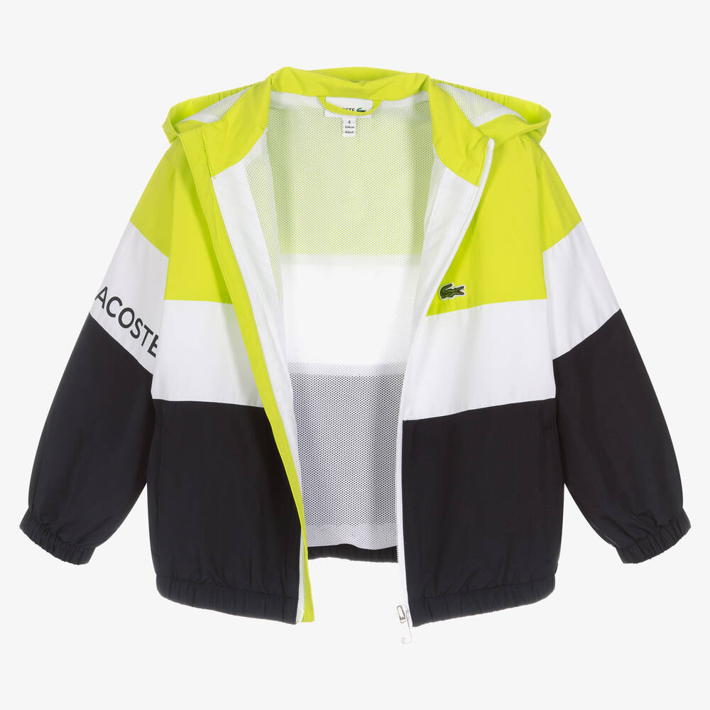 Lacoste Boys Green Navy Blue Windbreaker Jacket