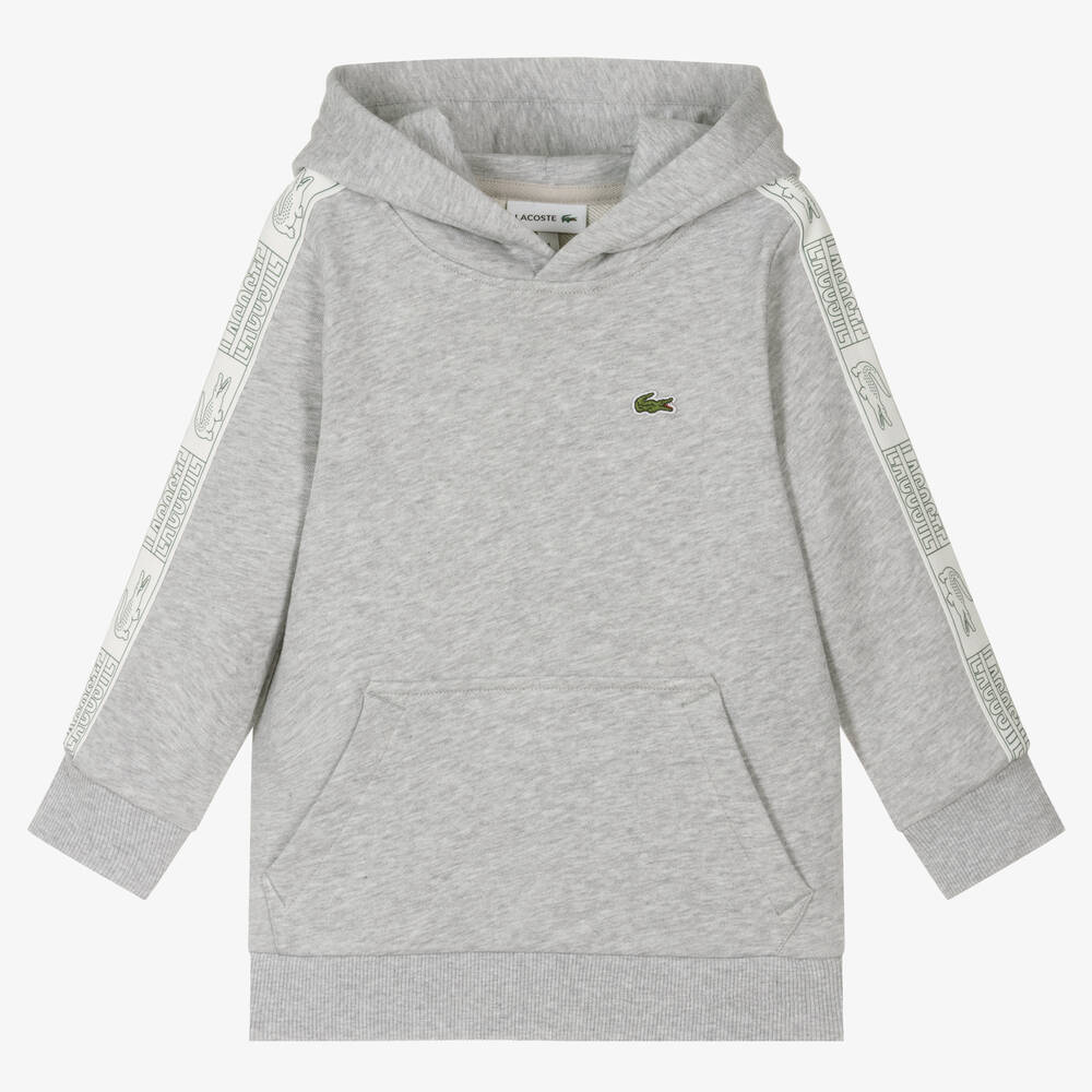 Lacoste - Grauer Kroko-Baumwoll-Kapuzenpulli | Childrensalon