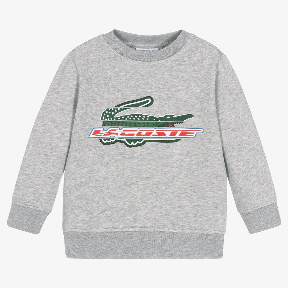 Lacoste - Boys Grey Cotton Logo Sweatshirt | Childrensalon