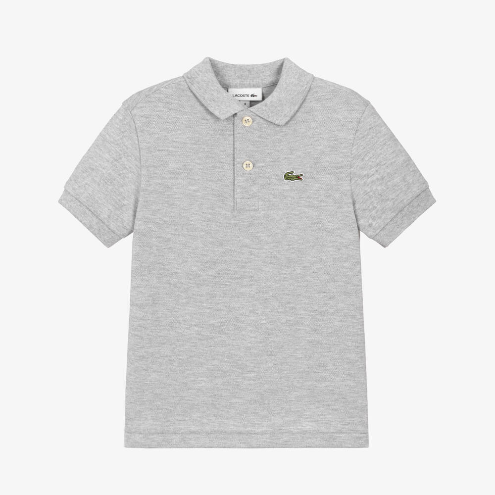 Lacoste-Boys Grey Cotton Piqué Polo Shirt | Childrensalon Outlet