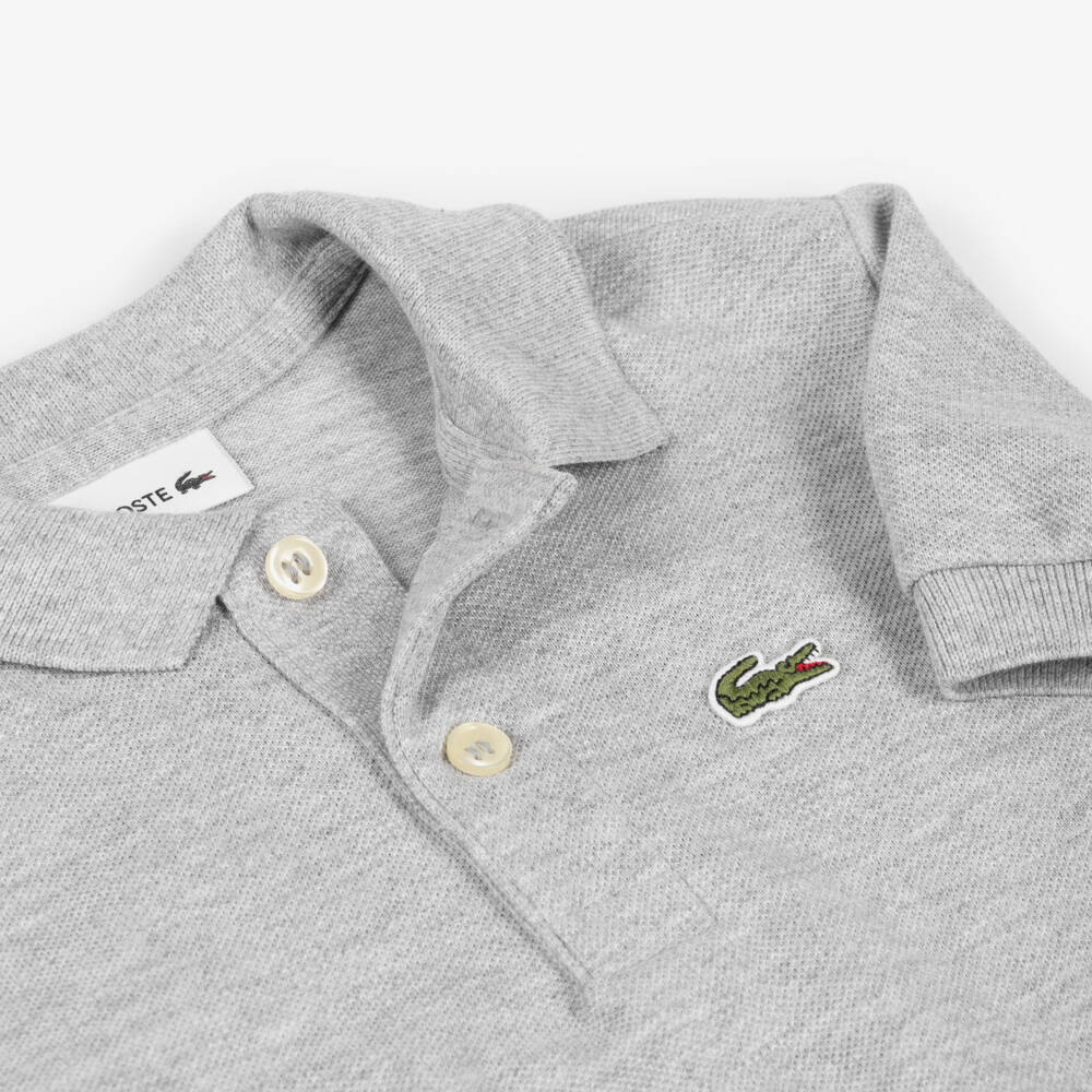Lacoste-Boys Grey Cotton Piqué Polo Shirt | Childrensalon Outlet