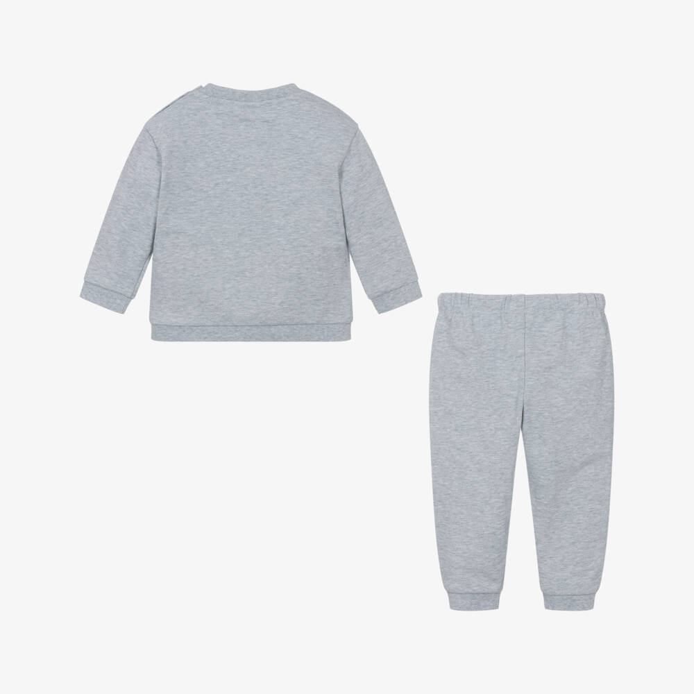 Lacoste-Boys Grey Soft Cotton Tracksuit | Childrensalon Outlet