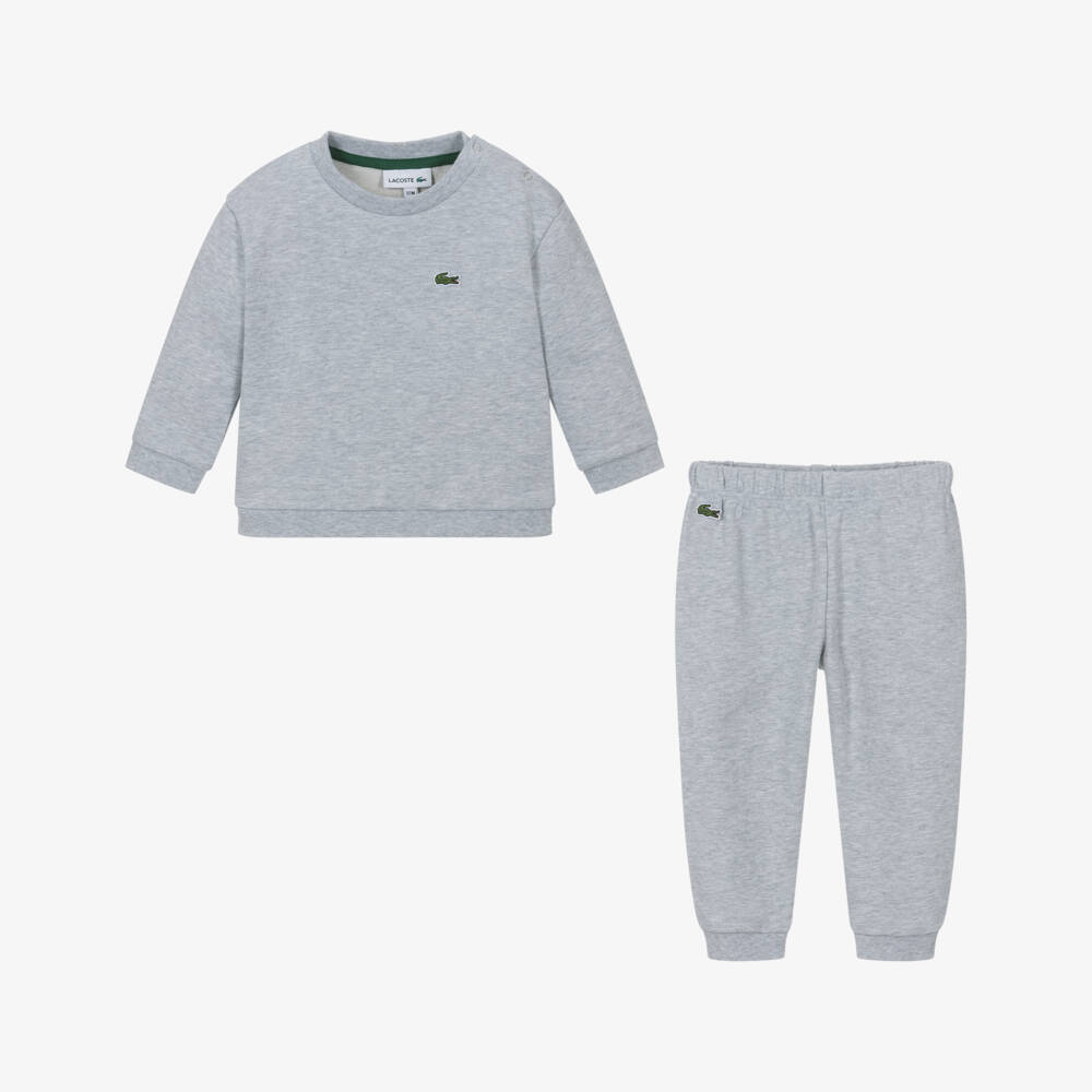 Lacoste-Boys Grey Soft Cotton Tracksuit | Childrensalon Outlet
