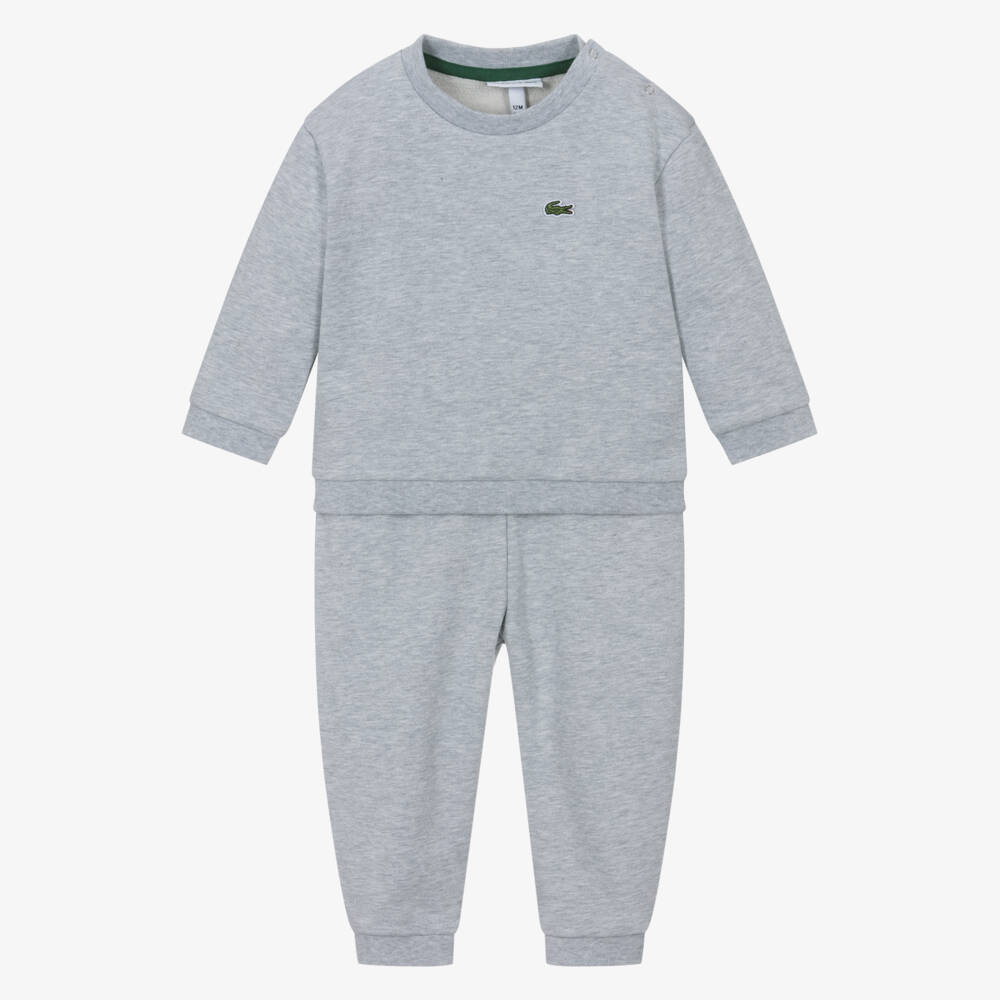 Lacoste-Boys Grey Soft Cotton Tracksuit | Childrensalon Outlet