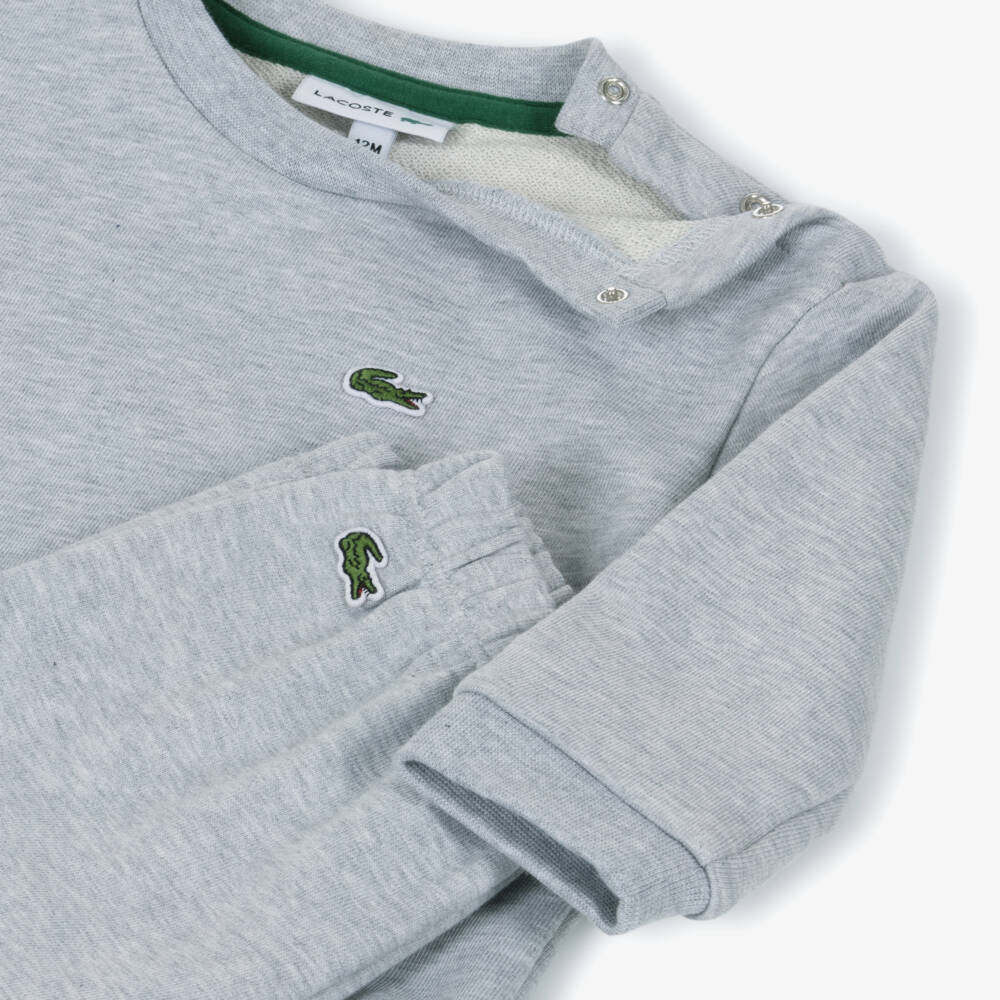Lacoste-Boys Grey Soft Cotton Tracksuit | Childrensalon Outlet