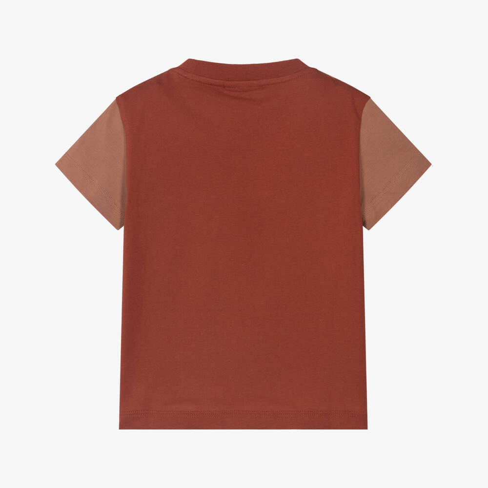 Lacoste-Boys Ivory & Brown Block Tee | Childrensalon Outlet