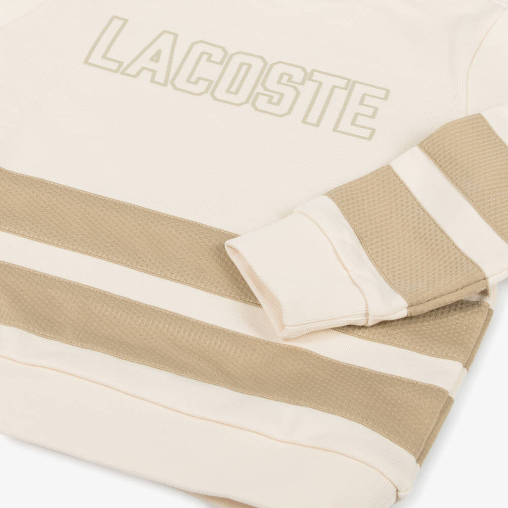 Lacoste-Boys Ivory Logo Stripe Pullover | Childrensalon Outlet