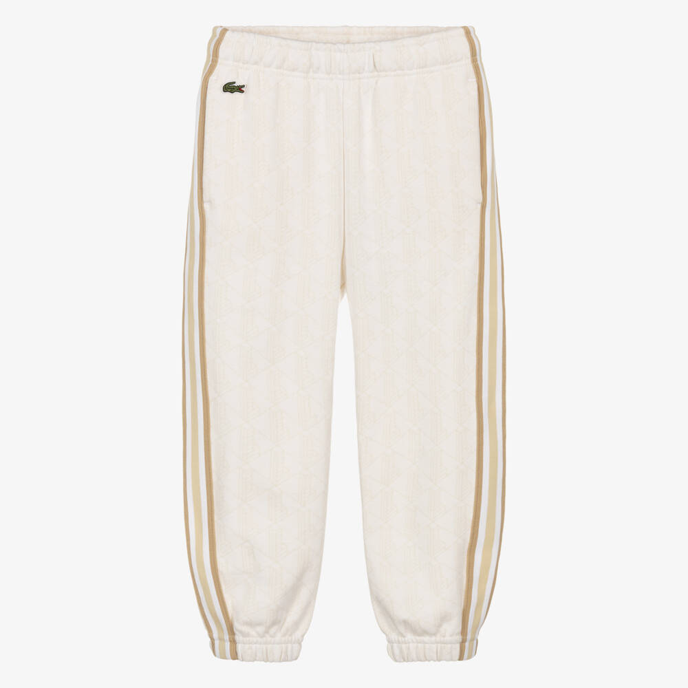 Lacoste-Boys Ivory Monogram Jersey Drawstring Joggers | Childrensalon Outlet