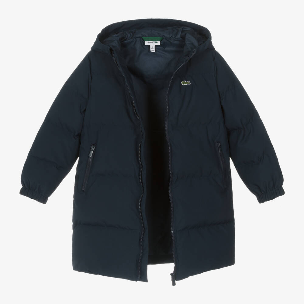 Lacoste-Boys Long Navy Puffer Jacket | Childrensalon Outlet
