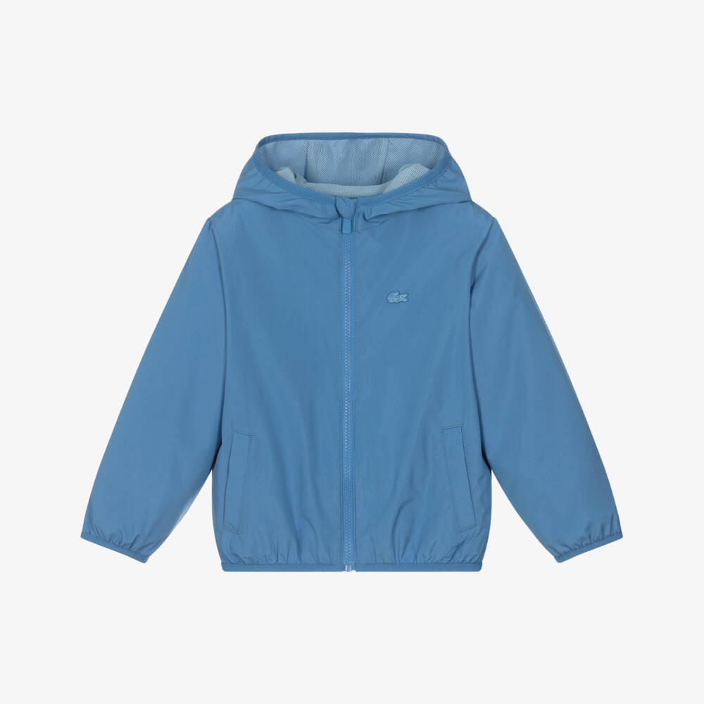Lacoste-Boys Mid-Blue Hooded Jacket with Crocodile Logos | Childrensalon Outlet