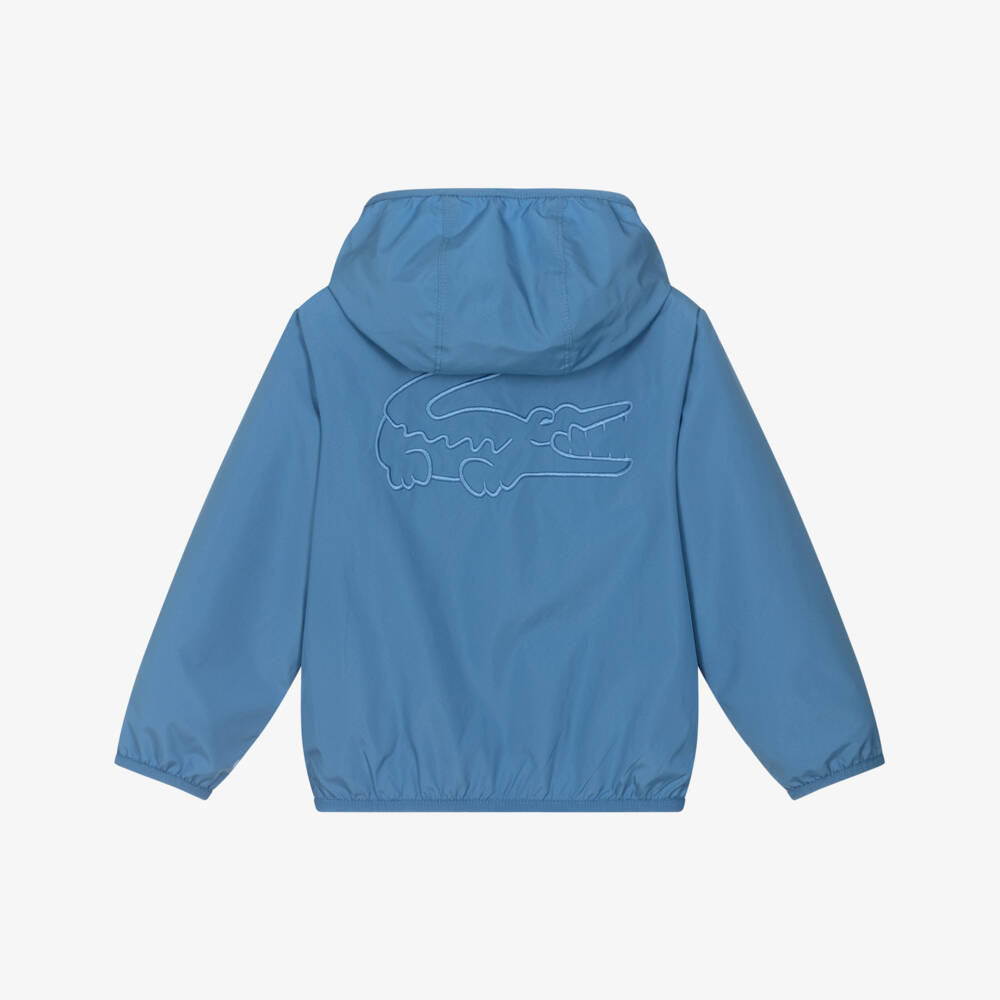 Lacoste-Boys Mid-Blue Hooded Jacket with Crocodile Logos | Childrensalon Outlet