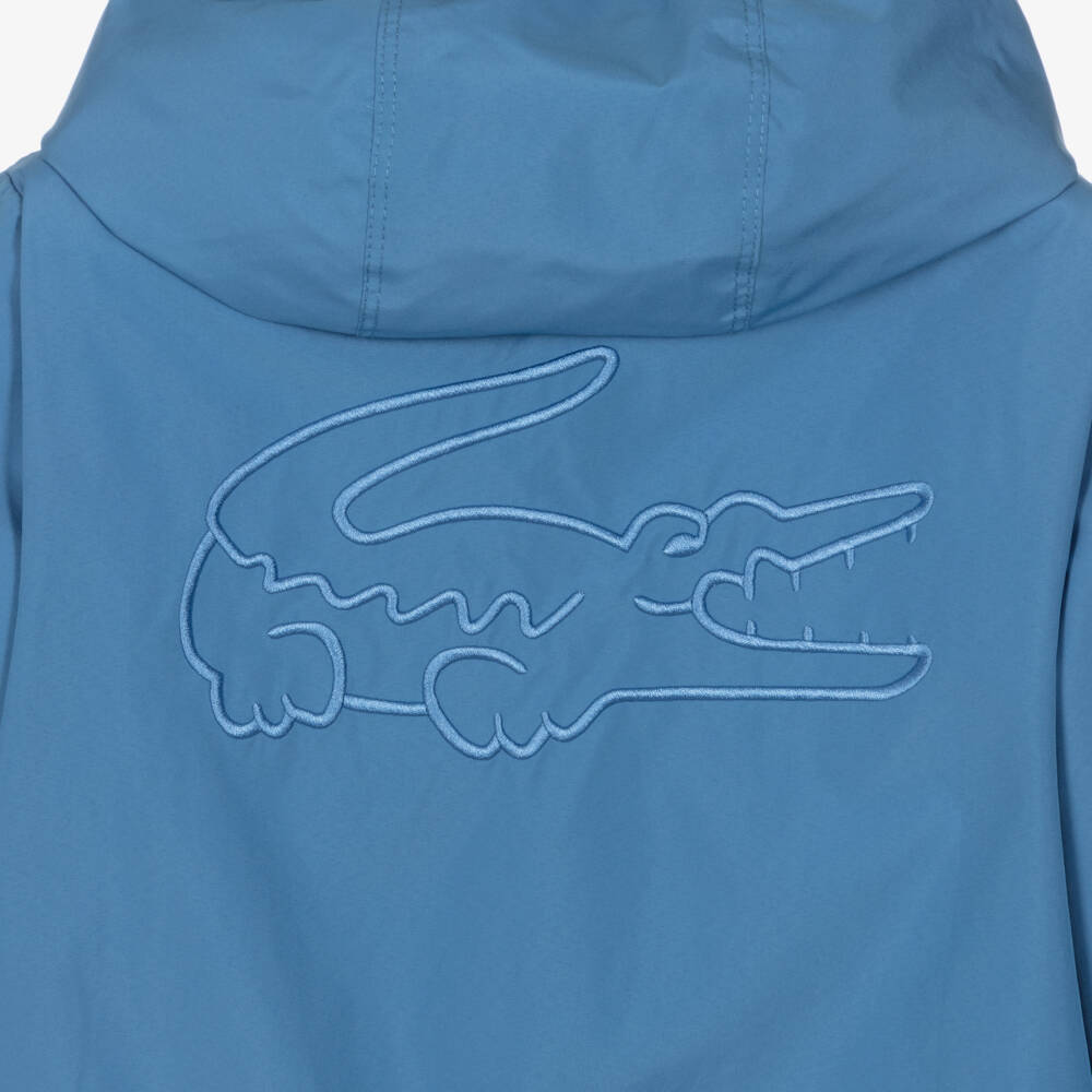 Lacoste-Boys Mid-Blue Hooded Jacket with Crocodile Logos | Childrensalon Outlet