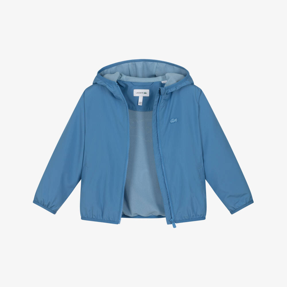 Lacoste-Boys Mid-Blue Hooded Jacket with Crocodile Logos | Childrensalon Outlet