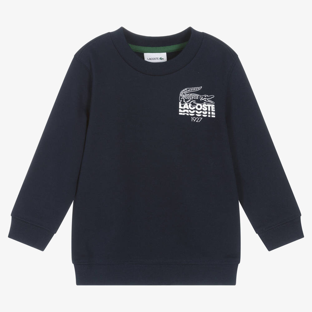 Lacoste - Boys Navy Blue Cotton Sweatshirt | Childrensalon