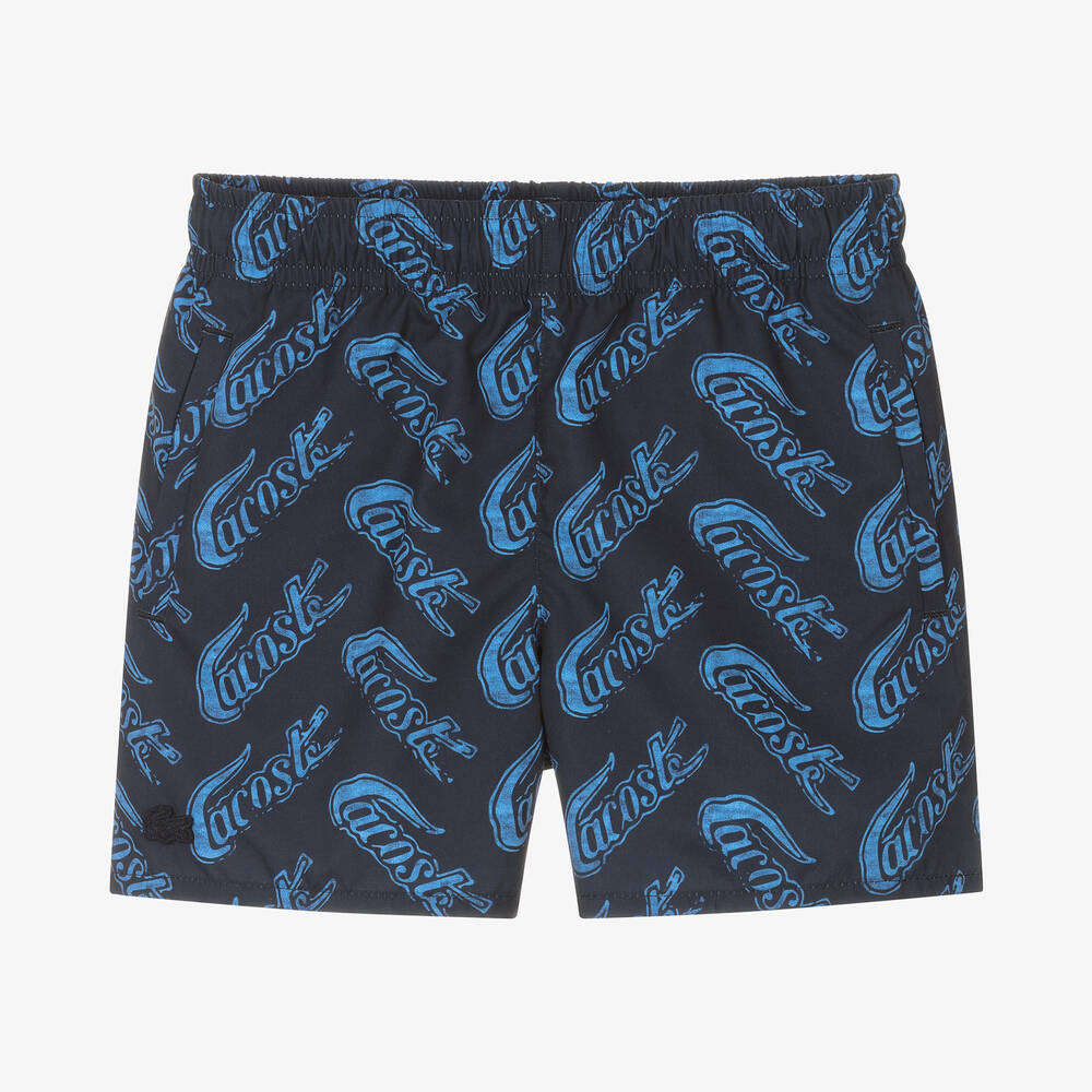 Lacoste - Boys Navy Blue Logo Swim Shorts | Childrensalon