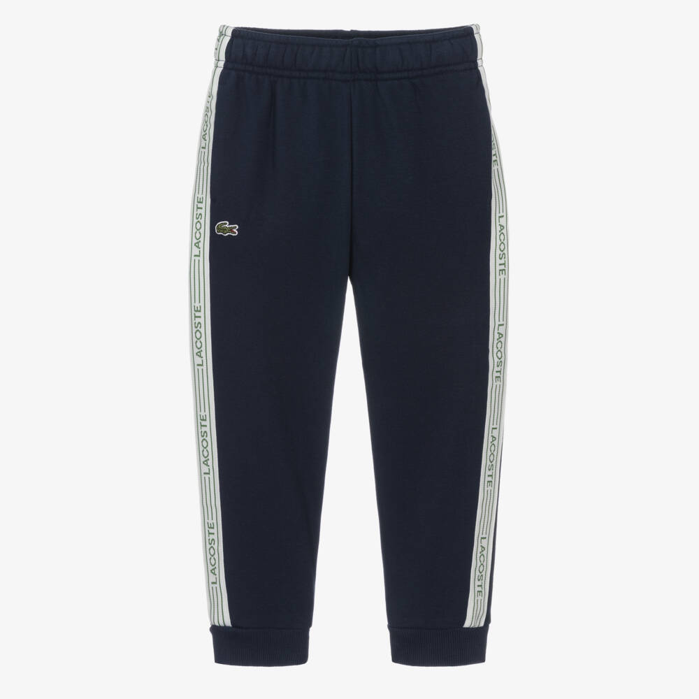 Lacoste-Boys Navy Blue Logo Tape Joggers | Childrensalon Outlet