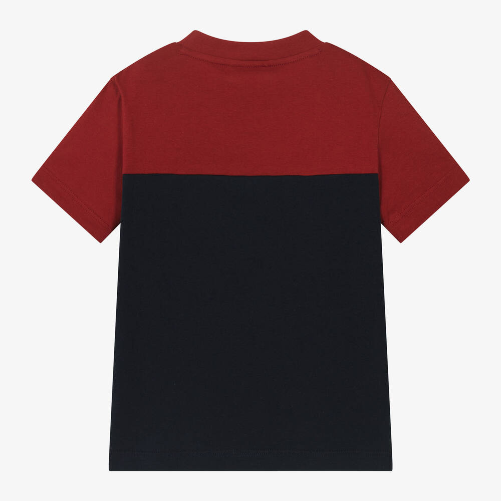 Lacoste-Boys Navy Blue & Red Cotton T-Shirt | Childrensalon Outlet