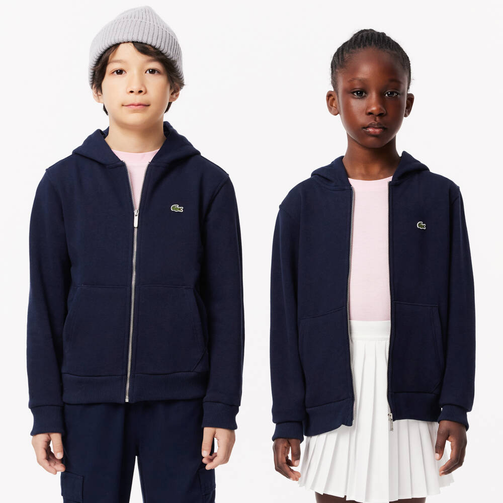 Lacoste-Boys Navy Organic Cotton Hoodie | Childrensalon Outlet