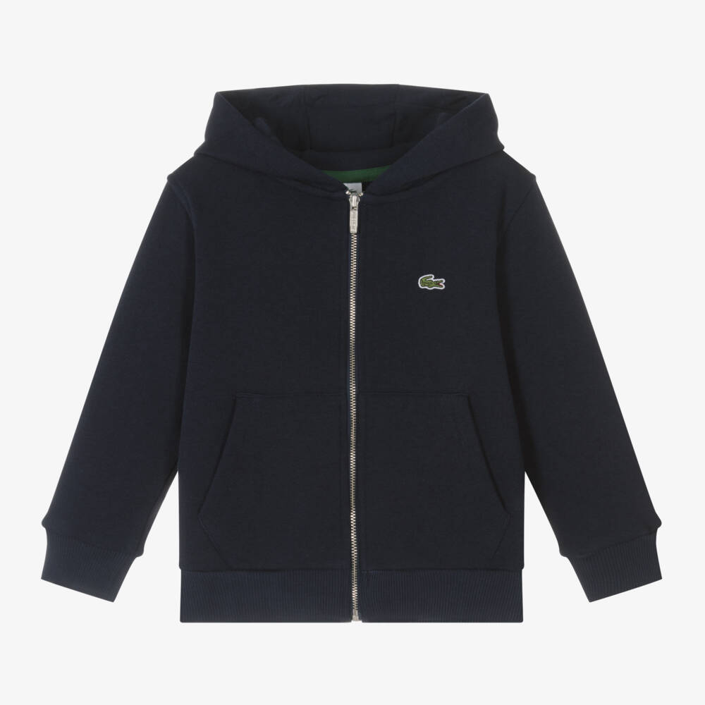 Lacoste-Boys Navy Organic Cotton Hoodie | Childrensalon Outlet