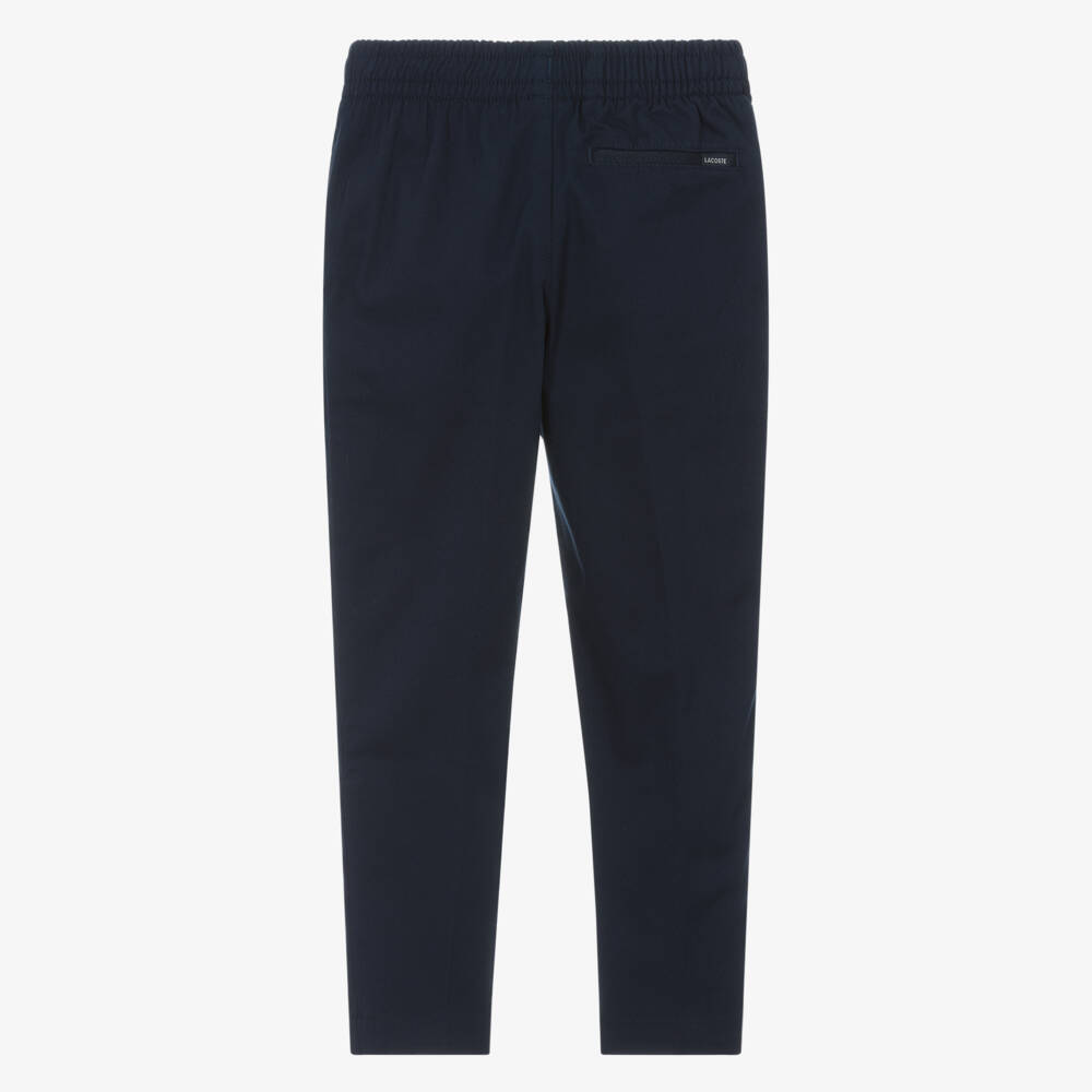 Lacoste-Boys Navy Stretch Cotton Chinos | Childrensalon Outlet