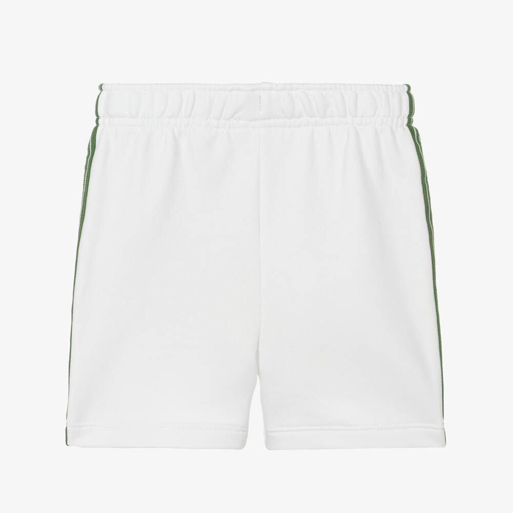 Lacoste-Boys Off-White Cotton Jersey Shorts with Logo Tape | Childrensalon Outlet
