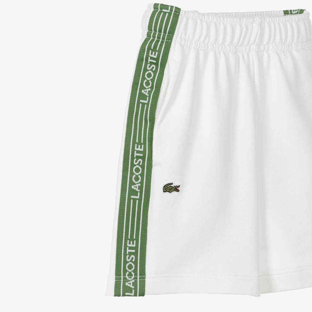 Lacoste-Boys Off-White Cotton Jersey Shorts with Logo Tape | Childrensalon Outlet