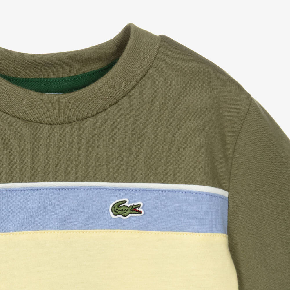 Lacoste-Boys Olive Green Cotton T-Shirt | Childrensalon Outlet