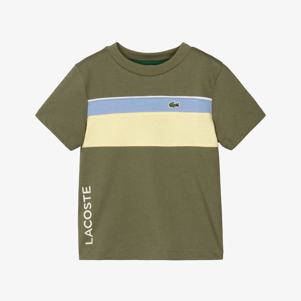 Lacoste-Boys Olive Green Cotton T-Shirt | Childrensalon Outlet