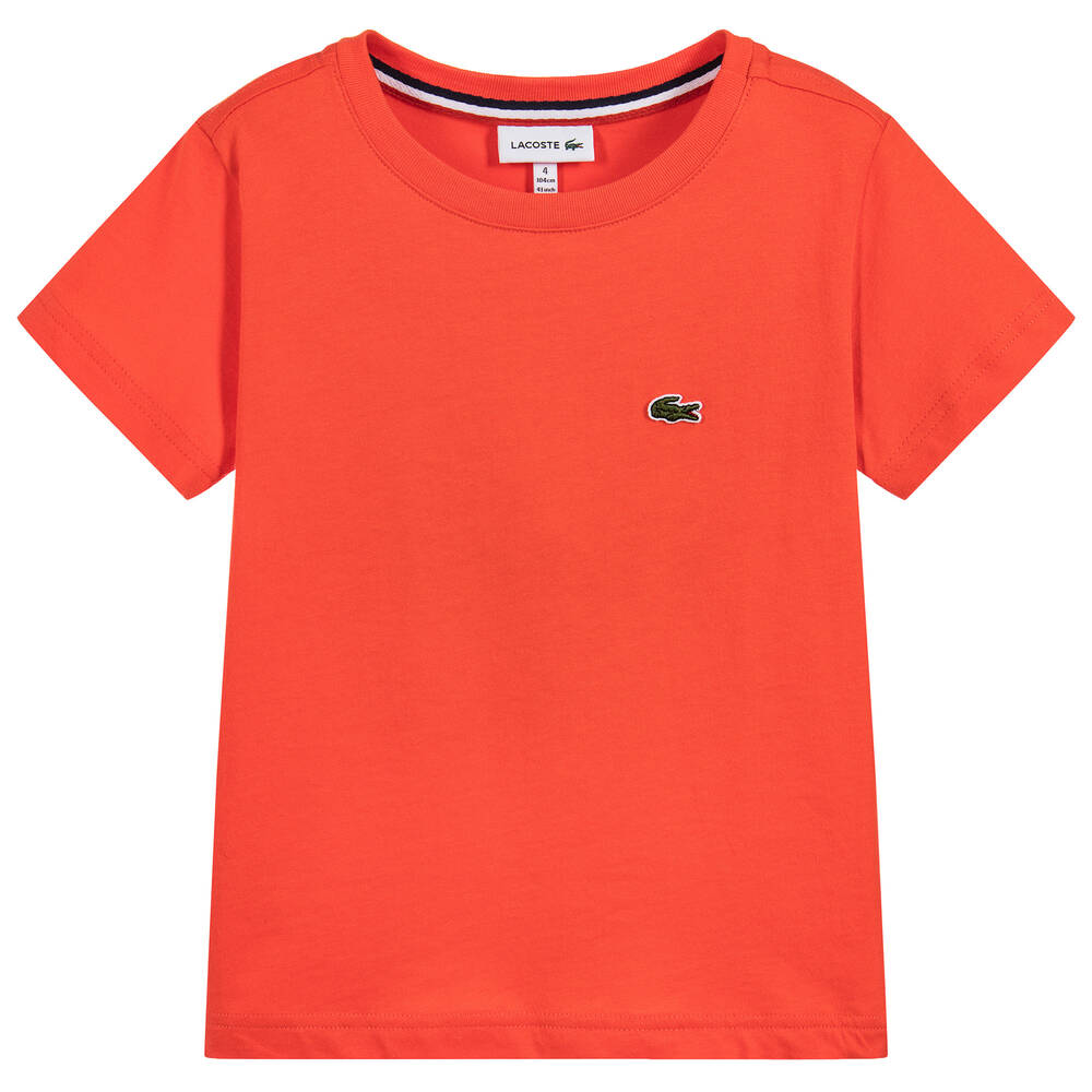 Lacoste - Boys Orange Cotton T-Shirt | Childrensalon