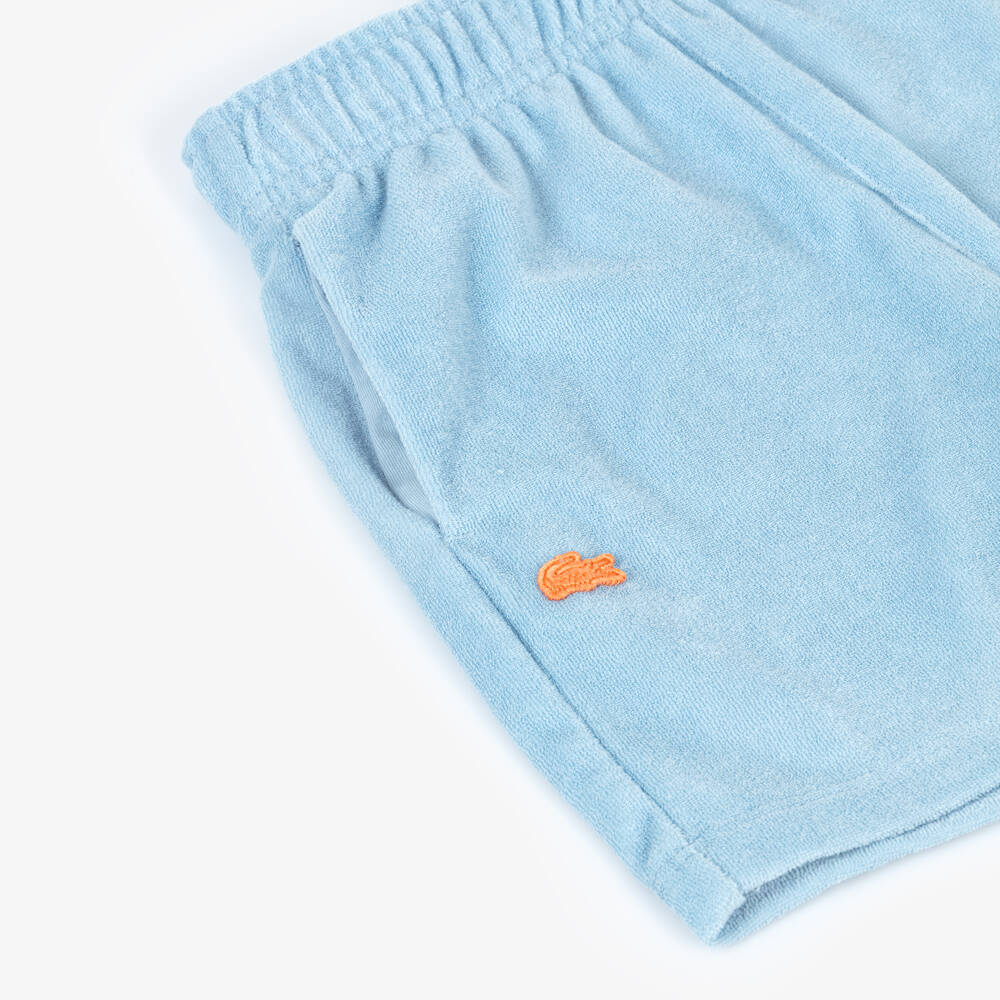 Lacoste-Boys Pale Blue Terry Towelling Shorts | Childrensalon Outlet