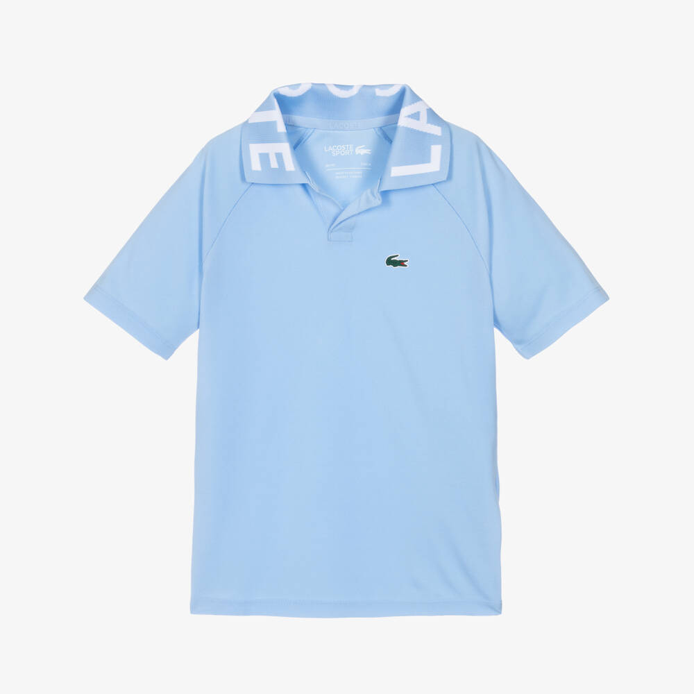 Lacoste-Boys Pale Blue Ultra Dry Polo-Style Shirt with Logo Collar | Childrensalon Outlet