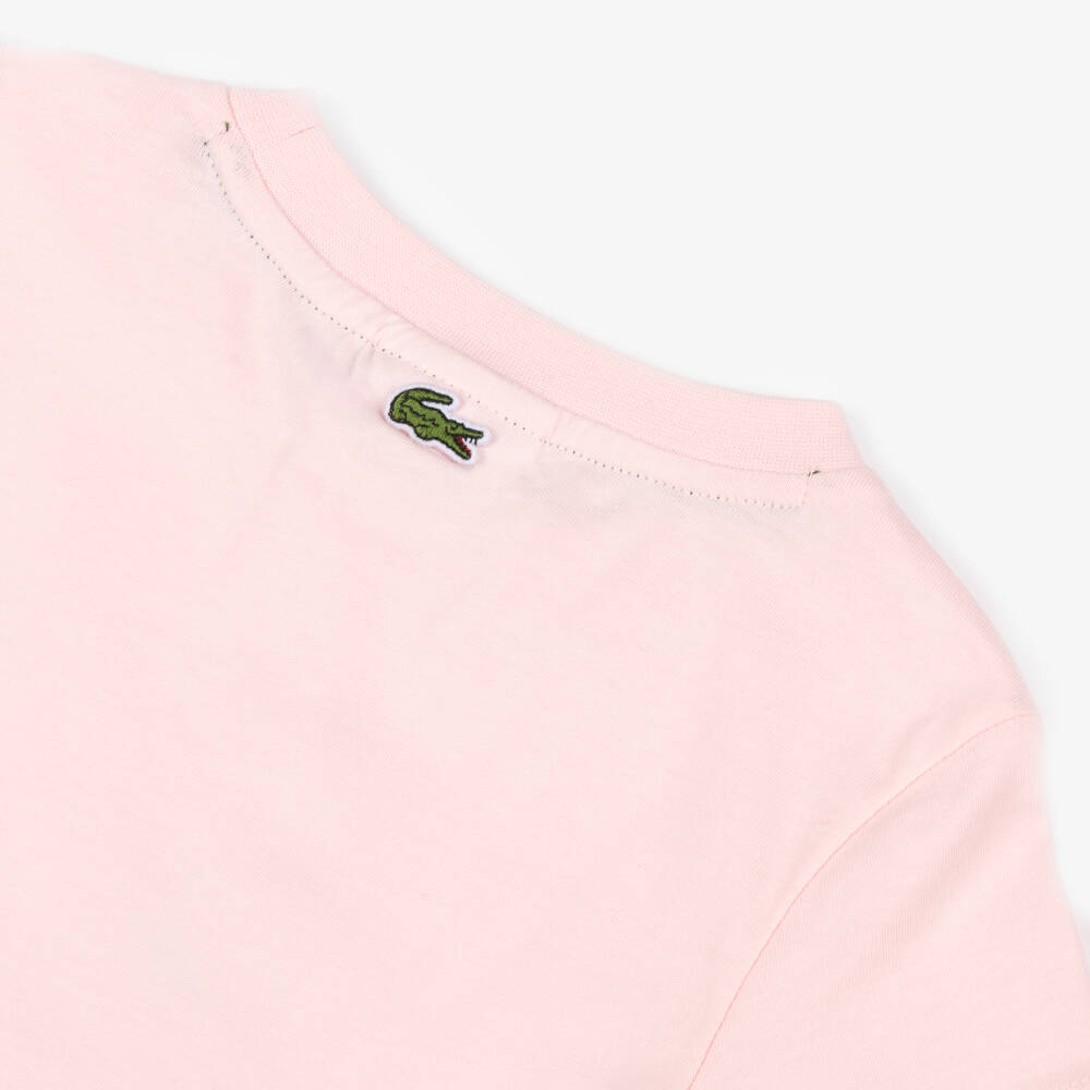 Lacoste-Boys Pink Crocodile Emblem Tee | Childrensalon Outlet