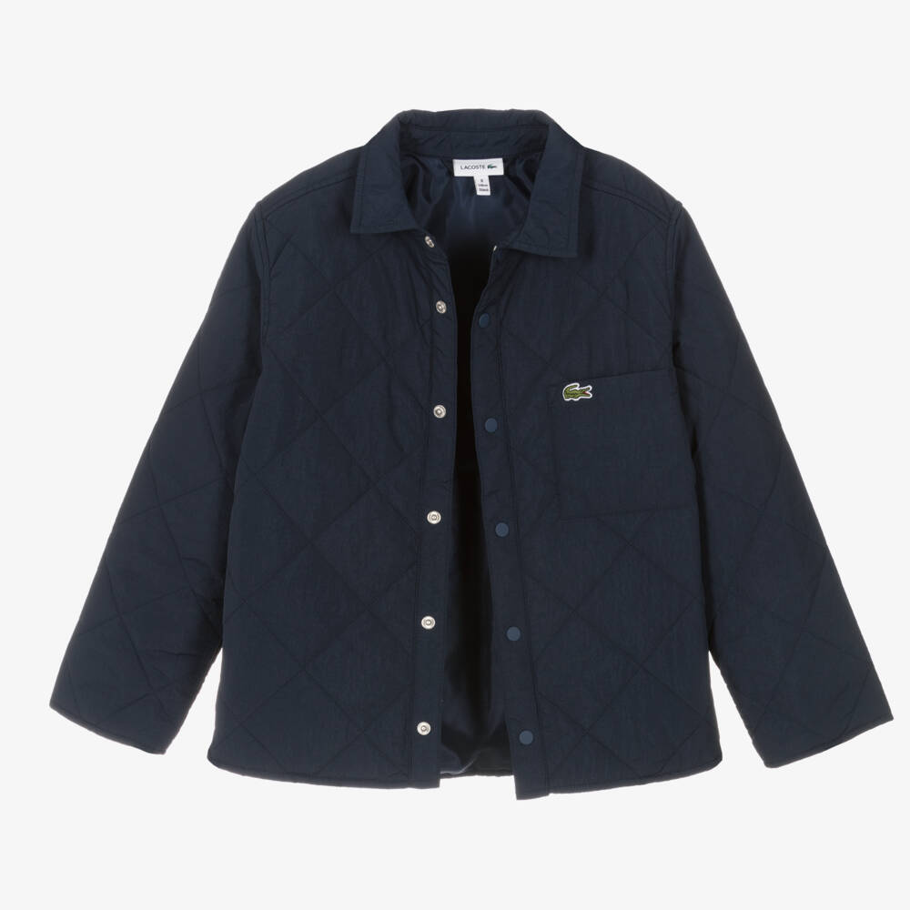 Lacoste-Boys Quilted Navy Long Jacket | Childrensalon Outlet