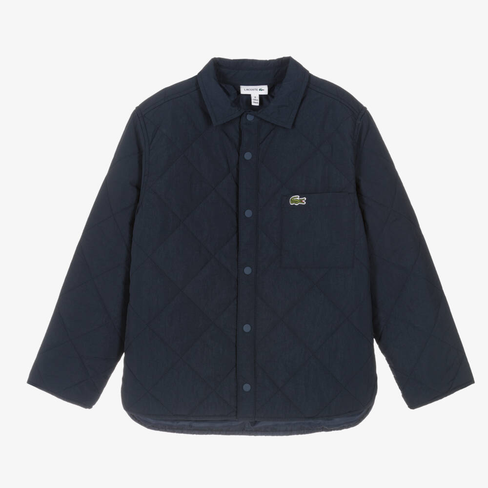 Lacoste-Boys Quilted Navy Long Jacket | Childrensalon Outlet