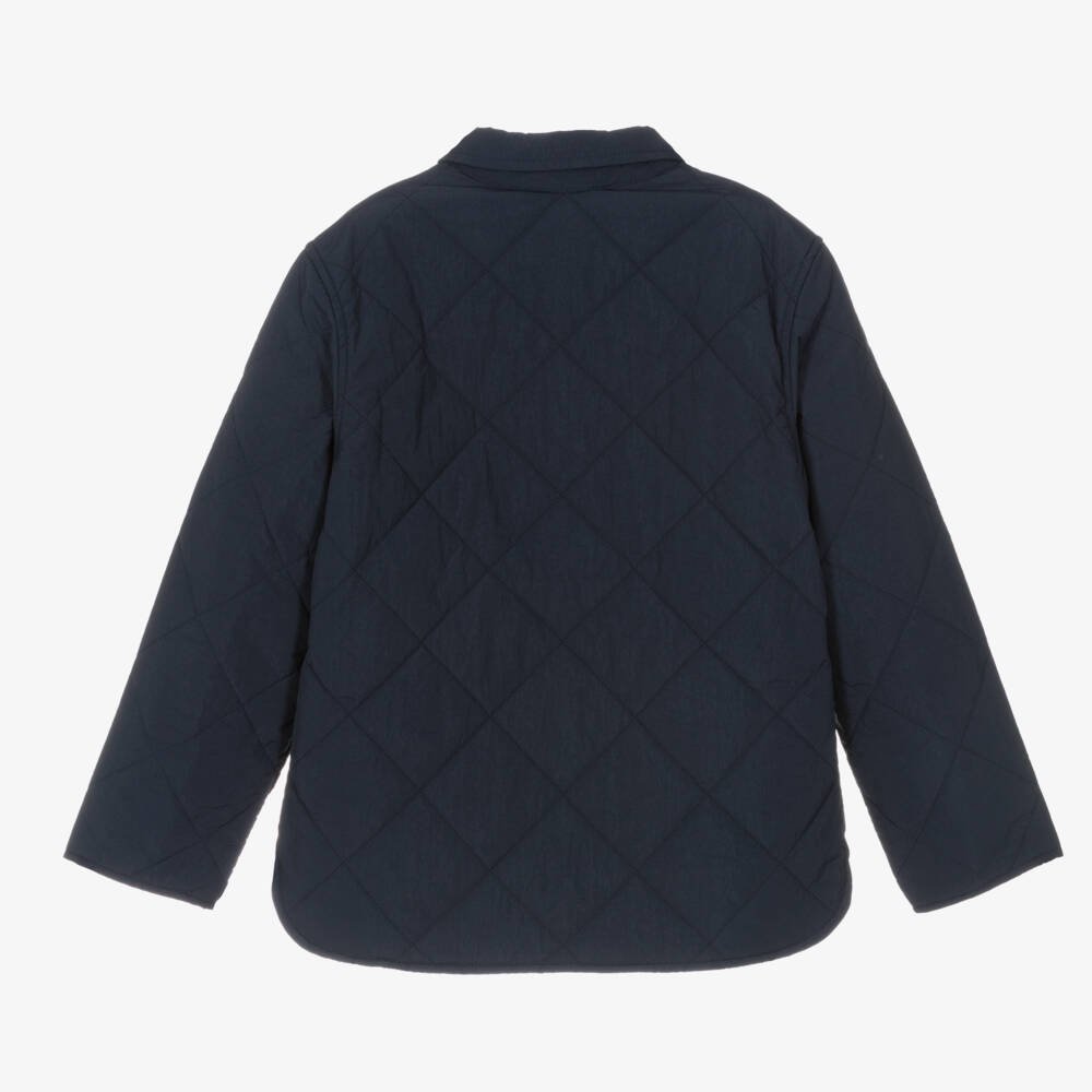 Lacoste-Boys Quilted Navy Long Jacket | Childrensalon Outlet